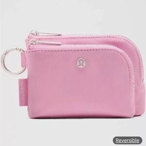 Lululemon double zip clippable card pouch- pink frosting Brand new